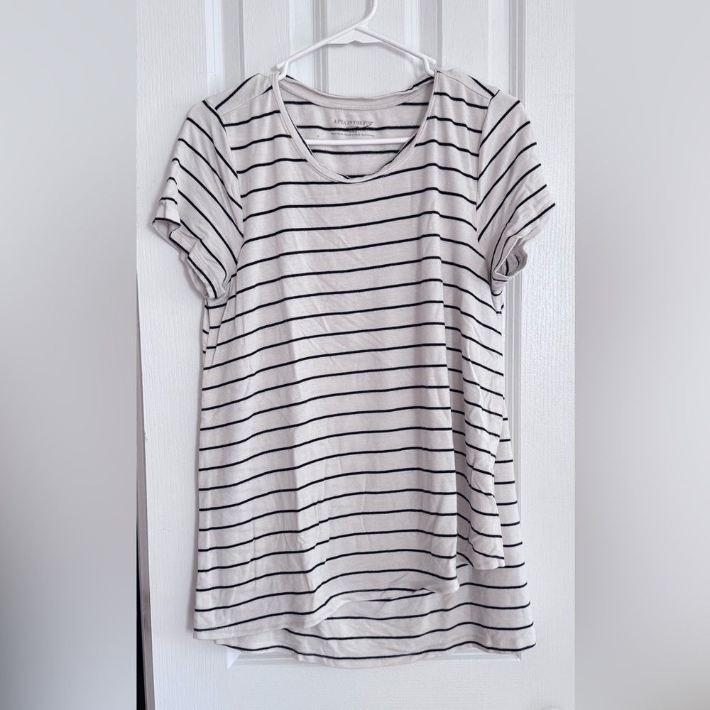 A Pea in the Pod Women's Striped Short Sleeve Maternity/Nursing Tee